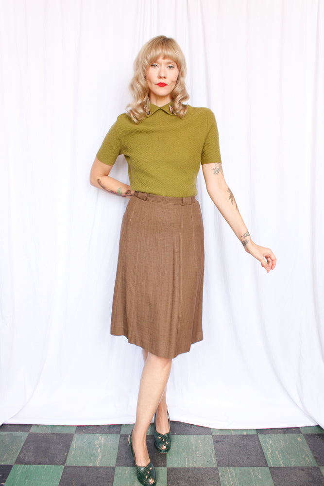 1940s Featherknit Green Sweater - M/L