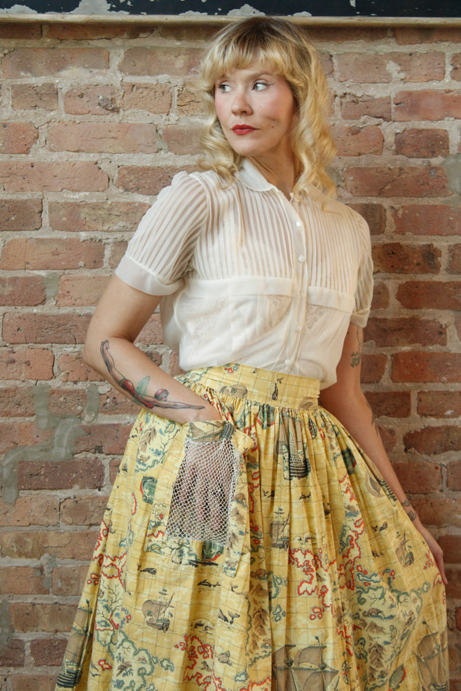 1950s Travel the World Map Skirt - Xsmall