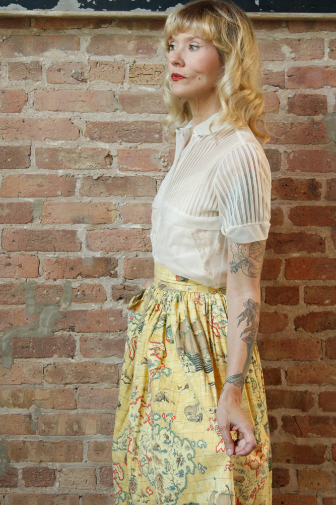 1950s Travel the World Map Skirt - Xsmall