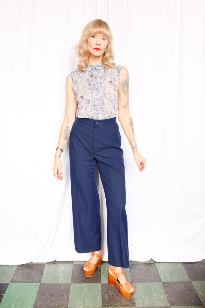 1970s Levi's Navy Twill Pants - 27 waist