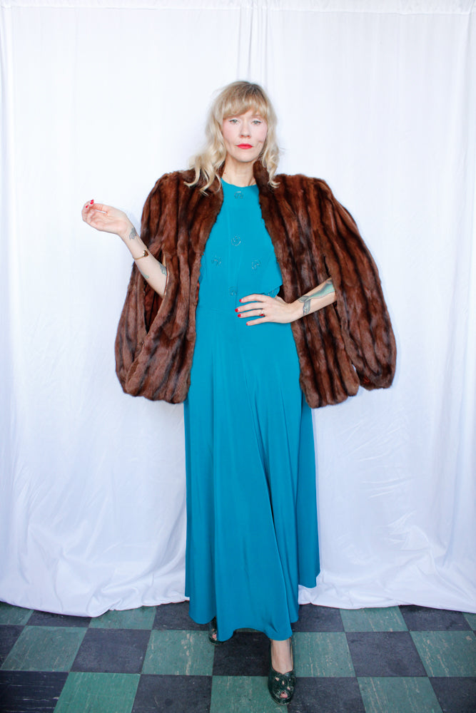 1940s Marmot Fur Cape with Muff - o/s
