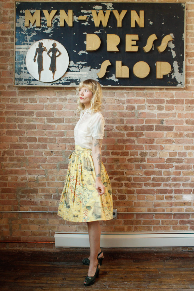 1950s Travel the World Map Skirt - Xsmall