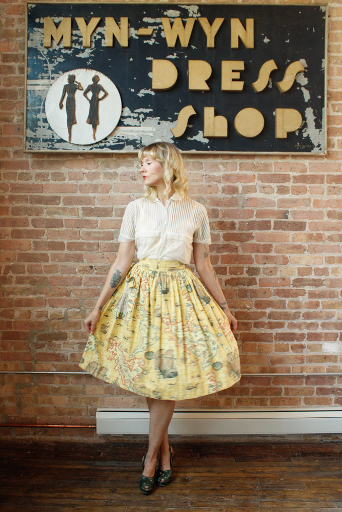 1950s Travel the World Map Skirt - Xsmall
