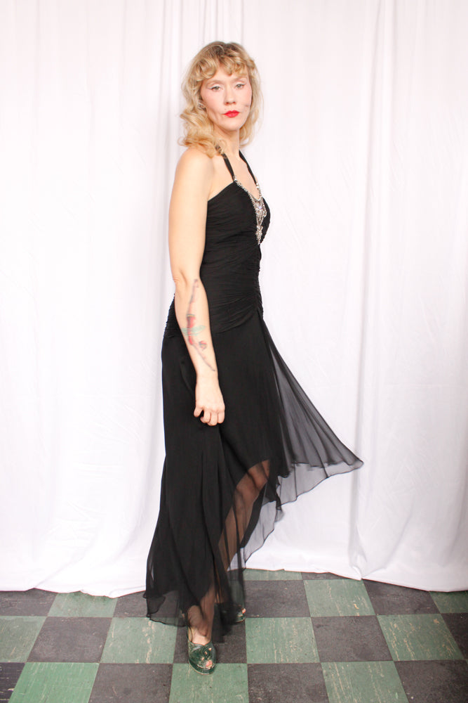 1990s Niteline Chiffon Party Dress - Small