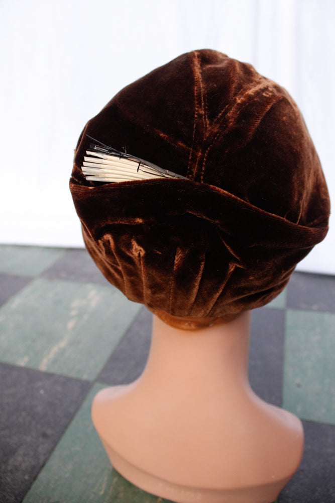 1920s Velvet Brown Tam
