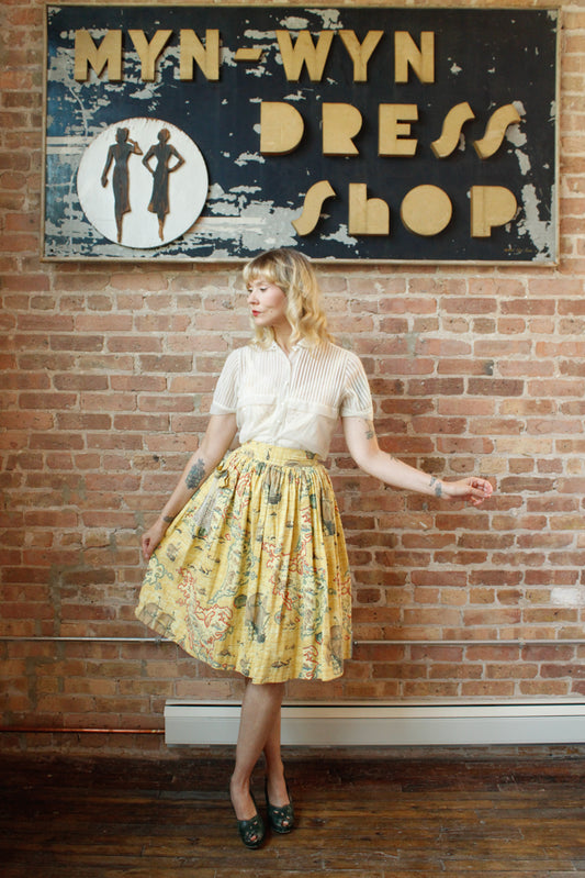 1950s Travel the World Map Skirt - Xsmall