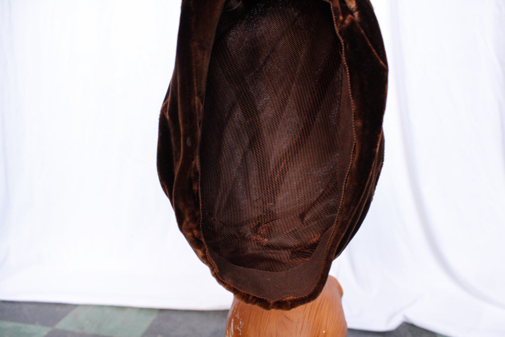 1920s Velvet Brown Tam