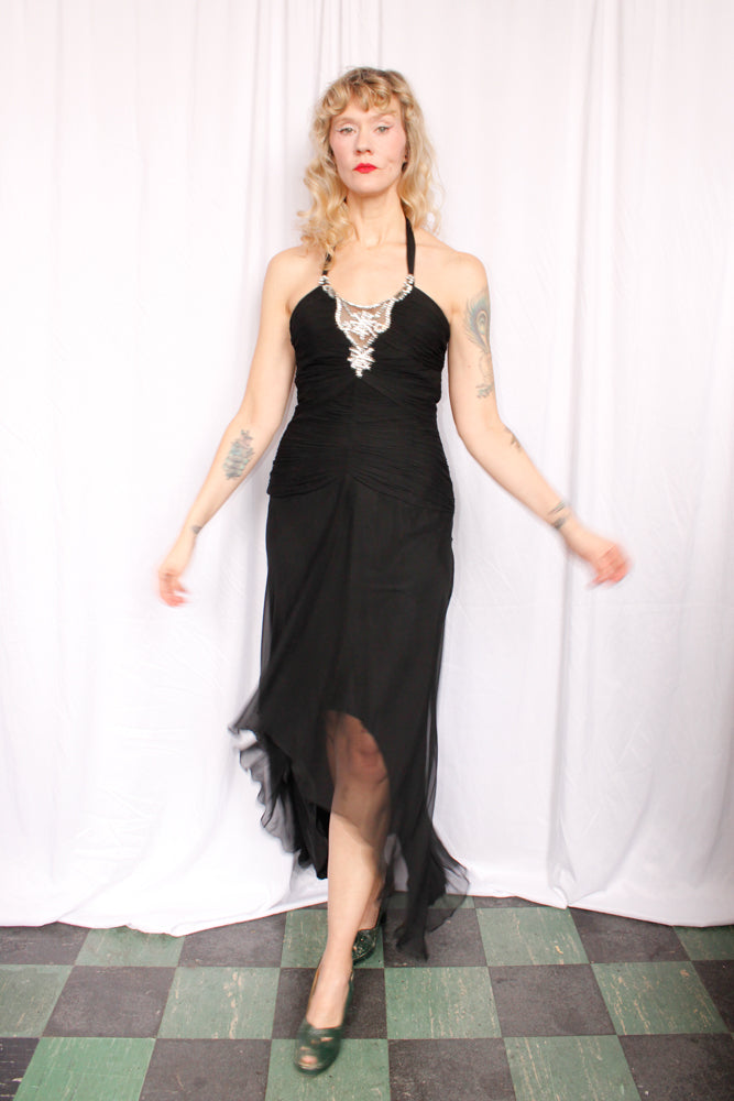 1990s Niteline Chiffon Party Dress - Small