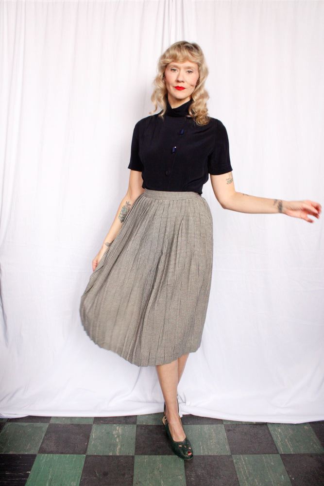1940s Collegiate Pleated Plaid Skirt - Xsmall