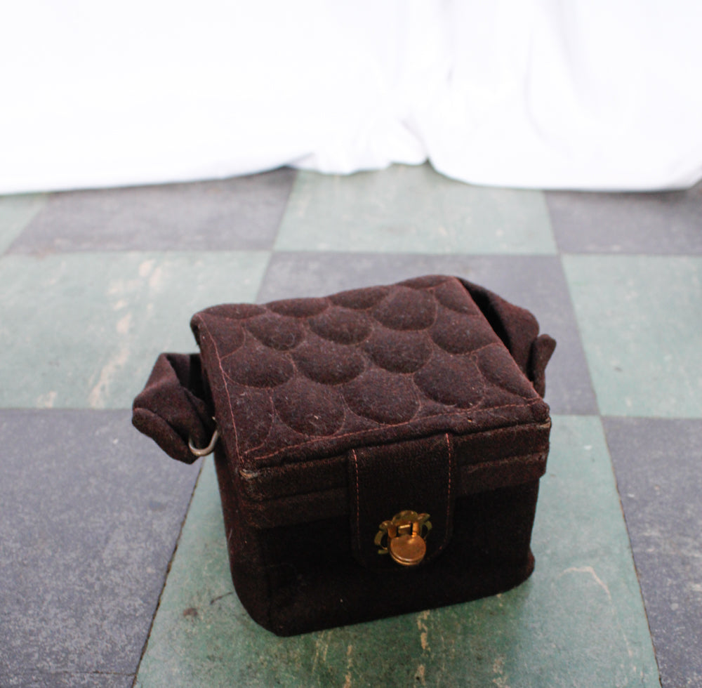 1940s Brown Wool Small Box Handbag
