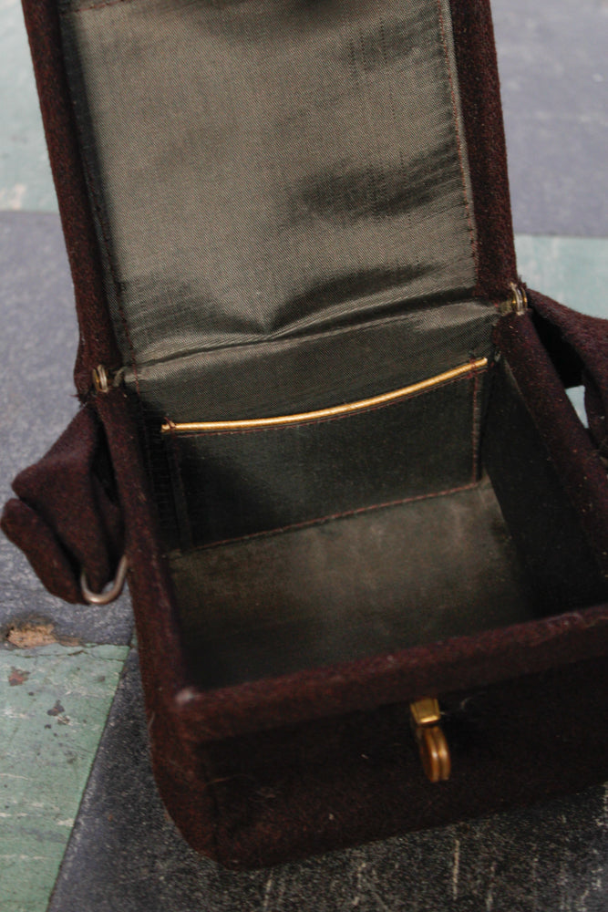 1940s Brown Wool Small Box Handbag