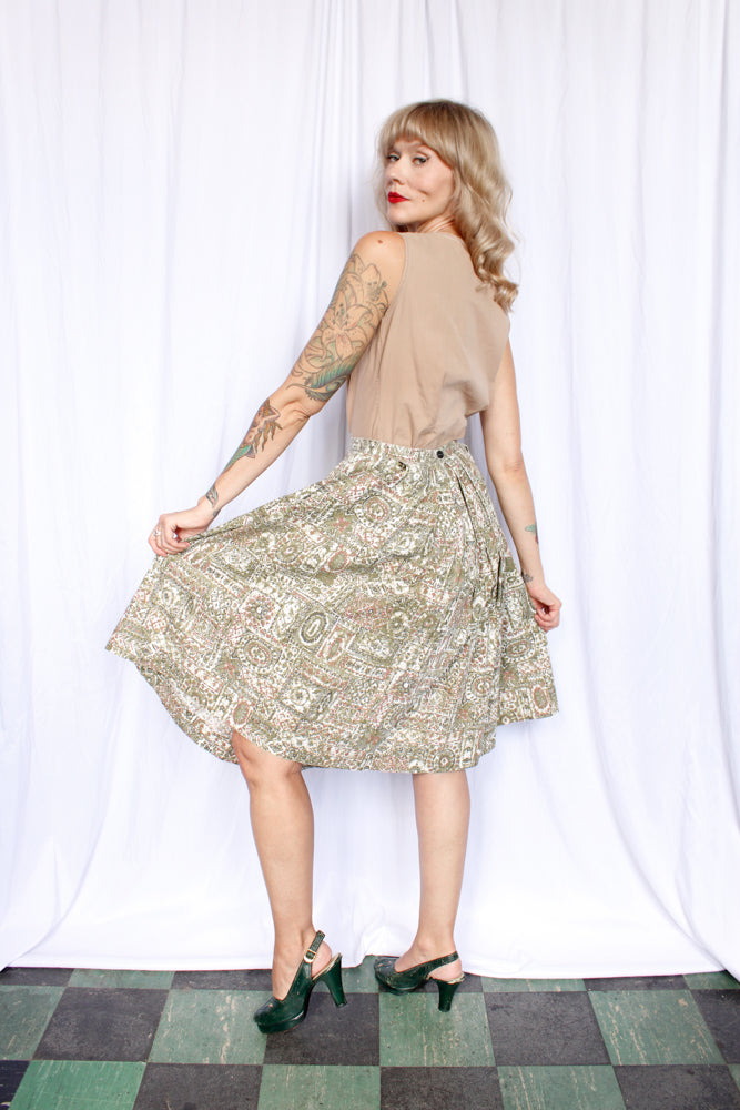 1950s Tan Cotton Sleeveless Blouse - Medium