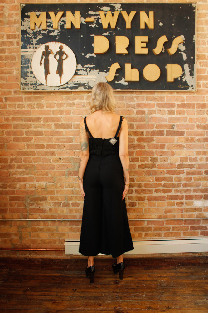 Late 1960s Black Fringe Pixie Jumpsuit - Small
