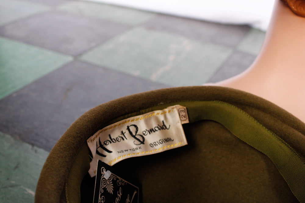 1960s MOD Herbert Bernard Green Wool Hat
