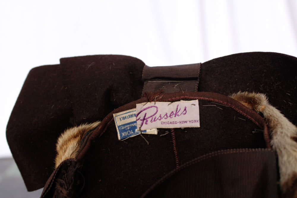 1930s Fur & Wool Tilt Hat