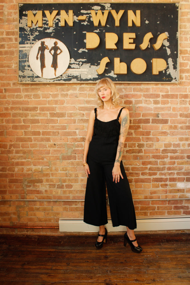 Late 1960s Black Fringe Pixie Jumpsuit - Small