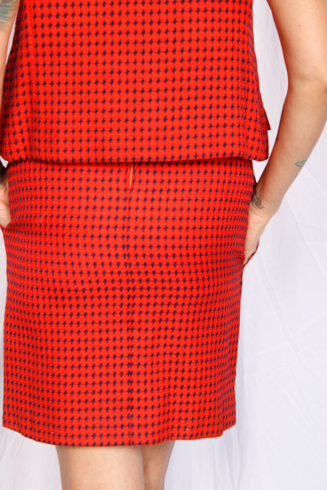 1960s Wool Orange & Navy Chester Weinberg Dress & Jacket - Small