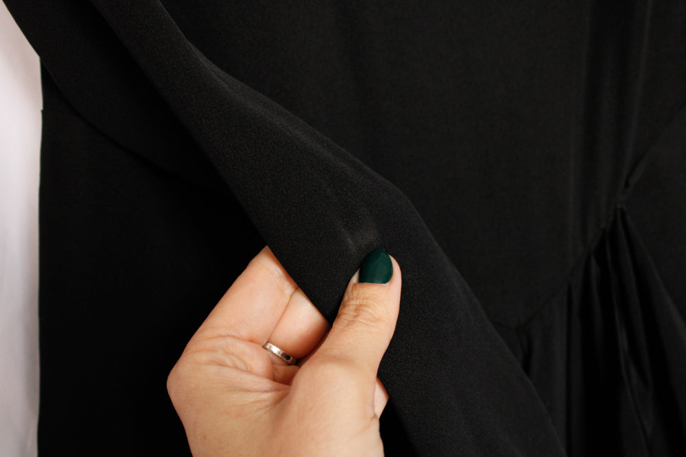 1940s Blade Runner Black Rayon Dress - Medium