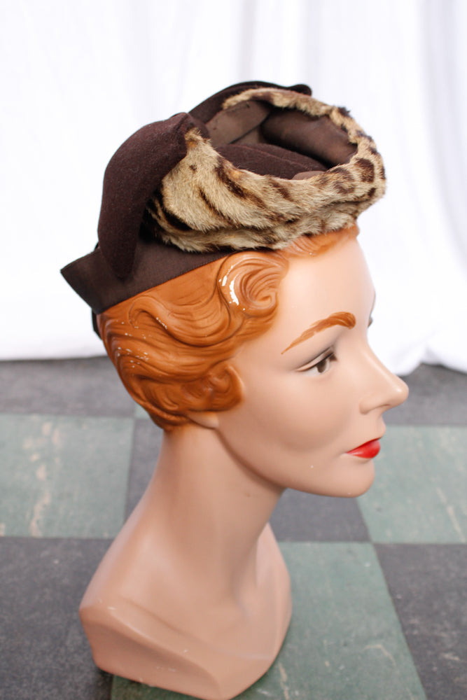 1930s Fur & Wool Tilt Hat