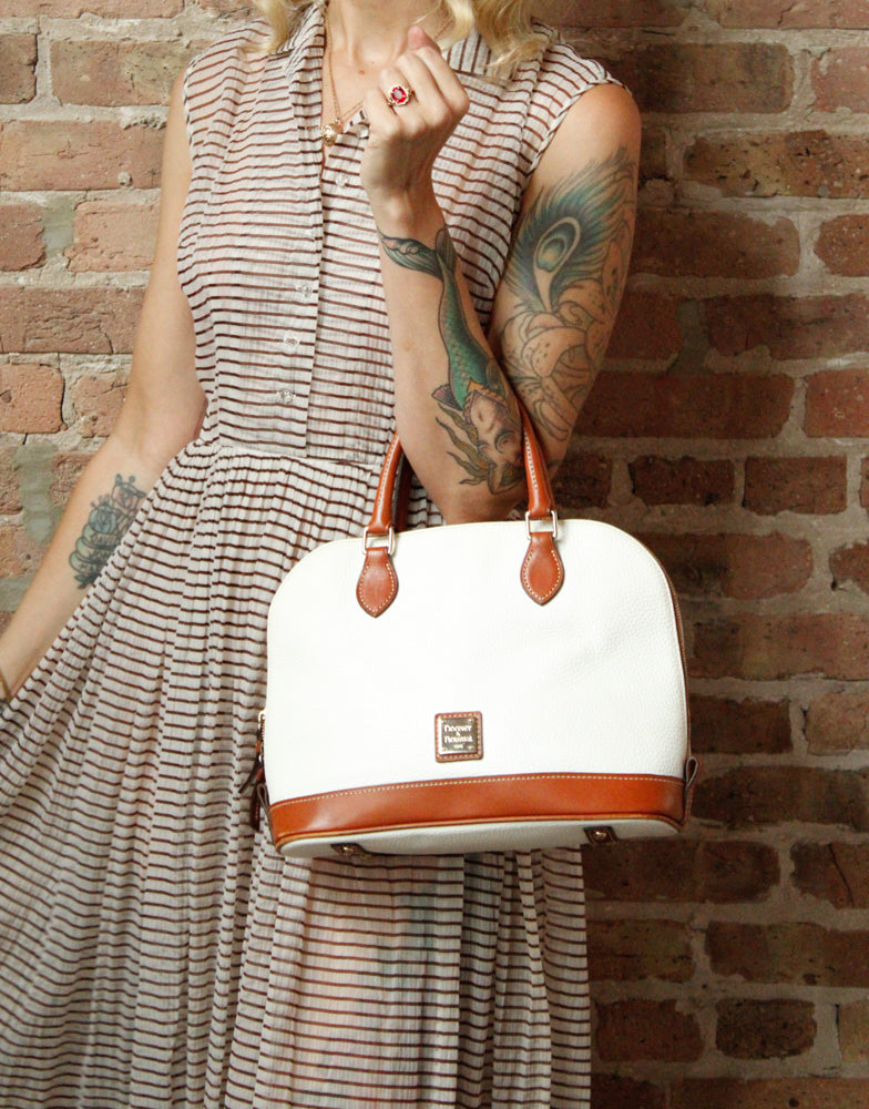 1990s Dooney And Bourke Leather Satchel Handbag with Matching Long Strap