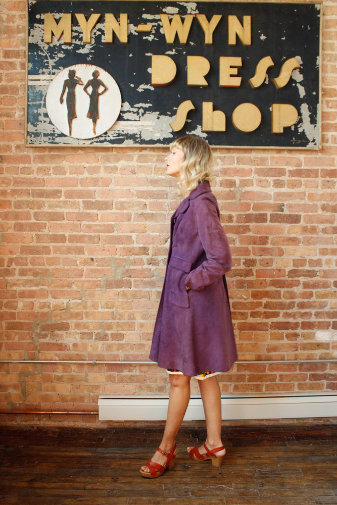 1960s Purple Suede Mr. Mort Coat - Medium