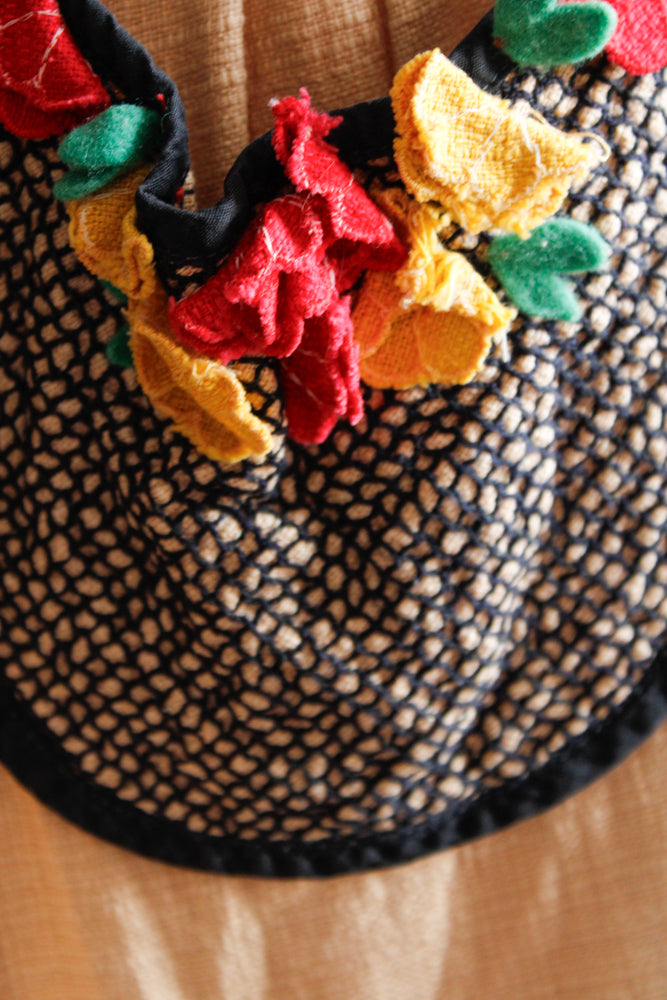 1953 "Straw Circuit" Vicky Vaughn Basket Weave with Posies Cotton Dress - Small
