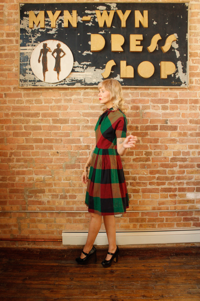 1950s Vicky Vaughn Colorful Plaid Dress - Medium