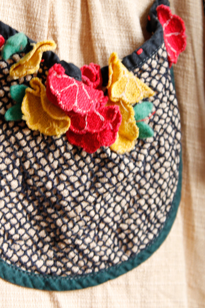 1953 "Straw Circuit" Vicky Vaughn Basket Weave with Posies Cotton Dress - Small