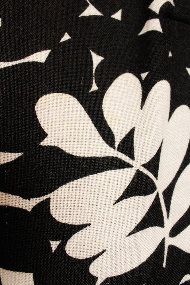 1960s Floral Twill Shift Dress - Small