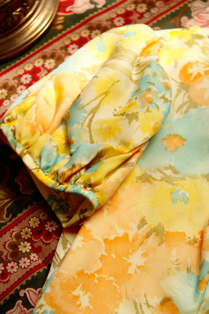 1960s Sunny Floral Mini Dress - Small