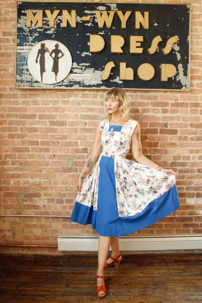 1950s Firecracker Cotton Day Dress - S/M