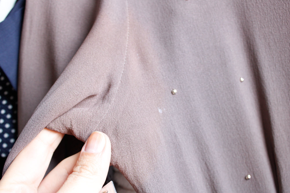 1940s Grayish Brown Rayon Studded Dress - Small