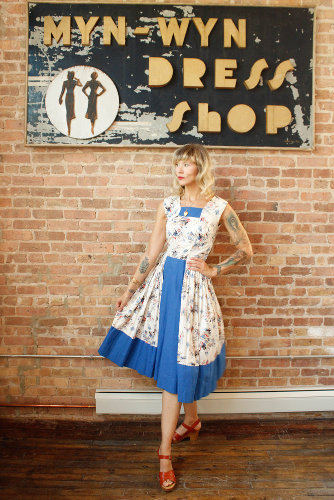 1950s Firecracker Cotton Day Dress - S/M