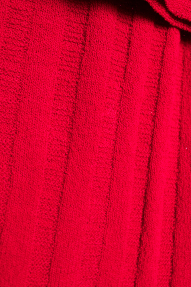1940s Berry Red Knit 3pc Set Sweater+Skirt+Belt - Med