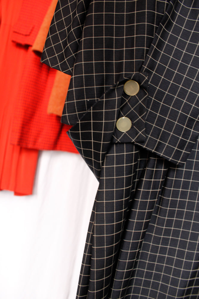 1950s Grid Print Silk Dress & Jacket by Franklin - M/L