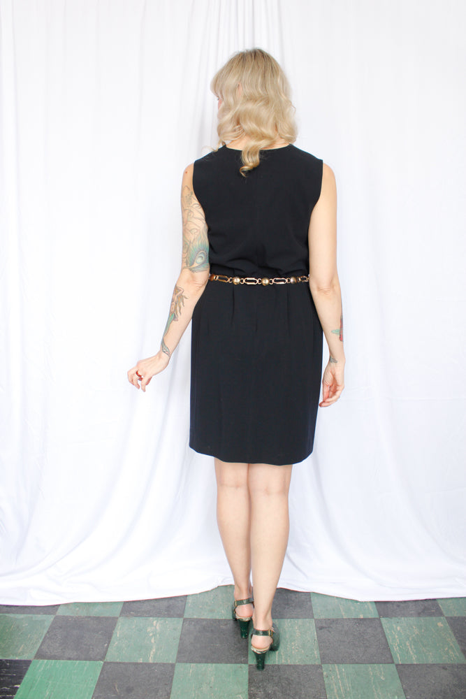 1990s Max Mara Black Sheath Dress - Medium