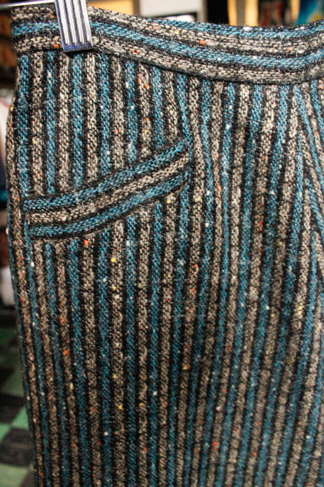 1950s Sporteens Aline Striped Tweed Skirt - Small
