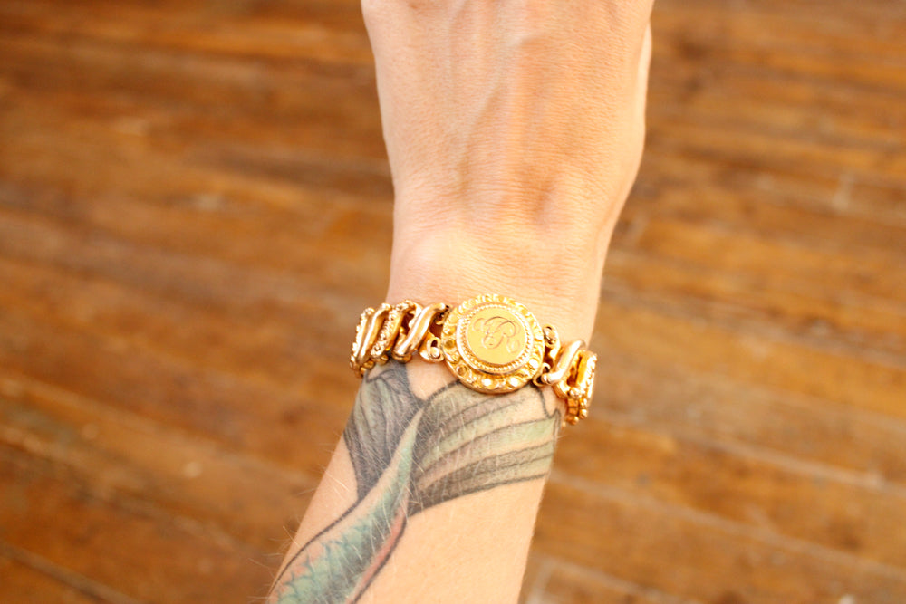 1930s Monogrammed Gold Fill Bracelet
