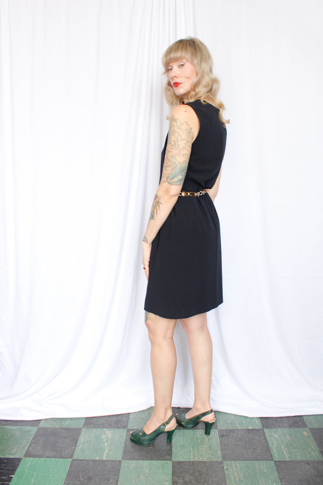 1990s Max Mara Black Sheath Dress - Medium