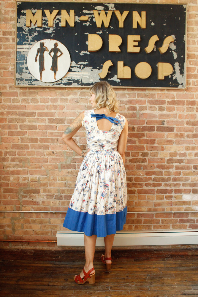 1950s Firecracker Cotton Day Dress - S/M