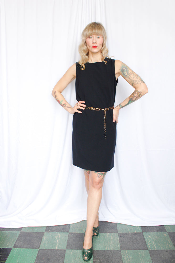 1990s Max Mara Black Sheath Dress - Medium