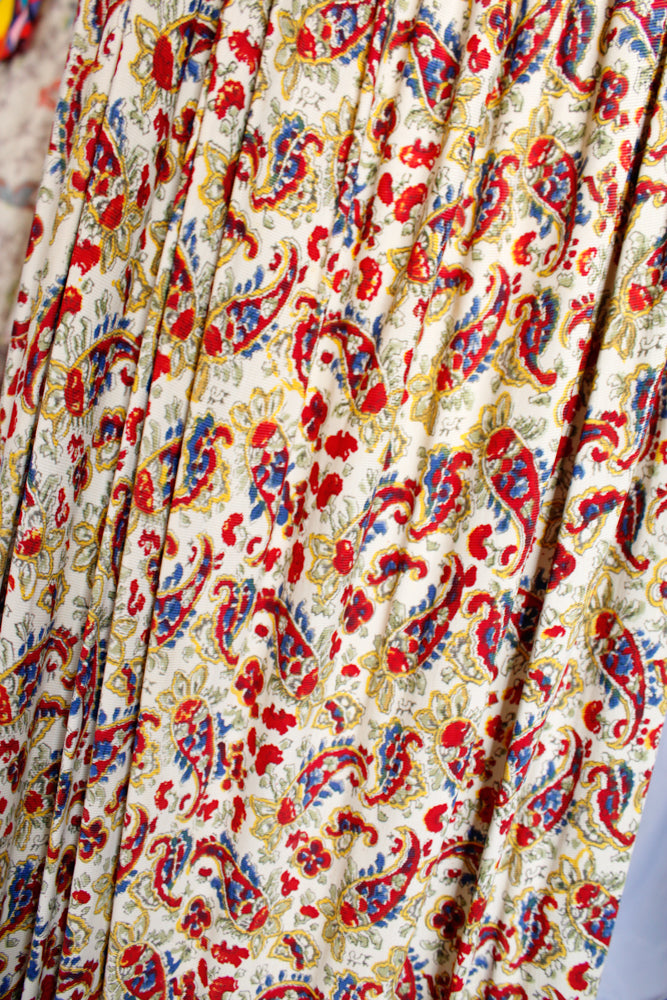 1930s Rayon Jersey Floral Gown - Xsmall
