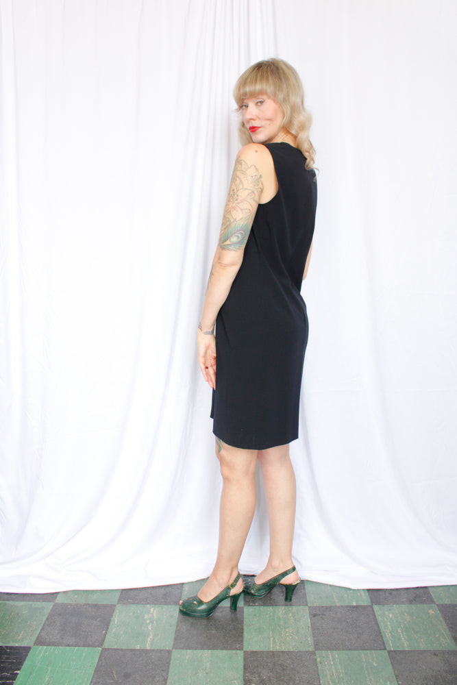 1990s Max Mara Black Sheath Dress - Medium