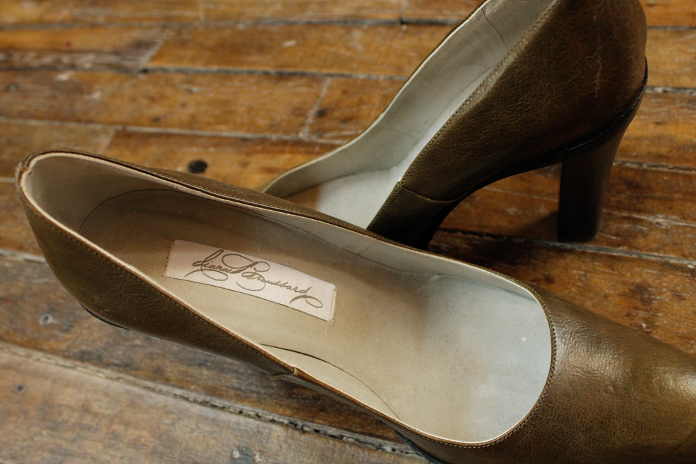 1990s Designer Diana Boussard Leather Heels - 8.5M