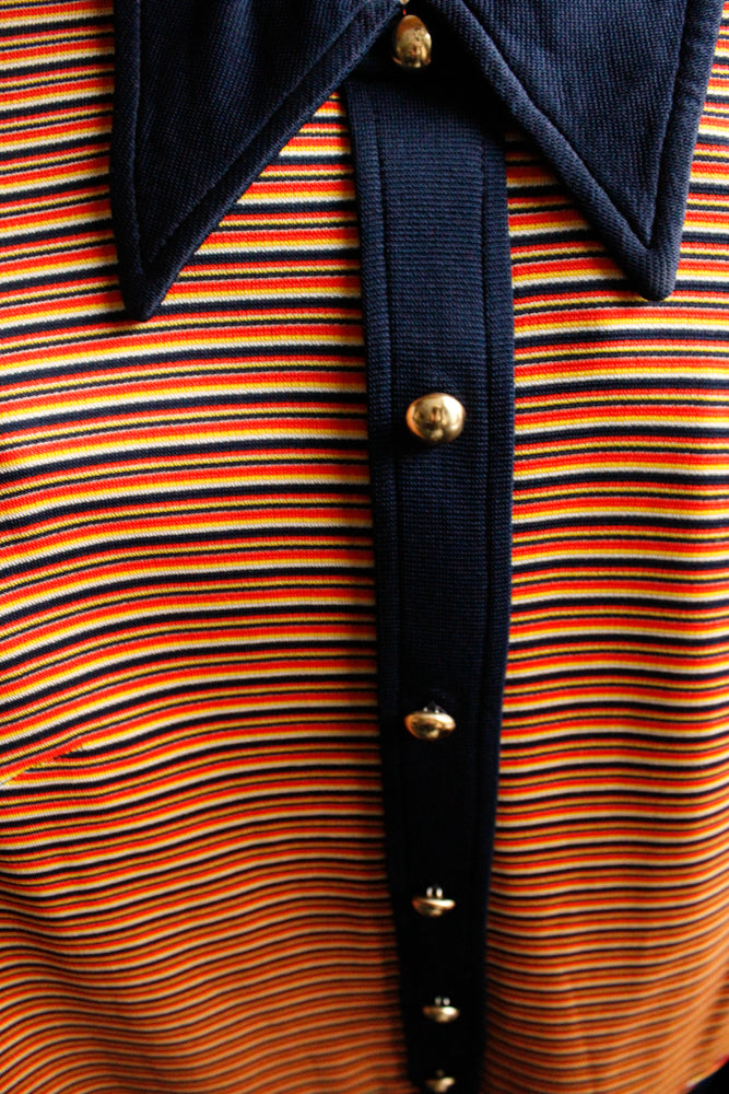 1960s Striped Mini MOD Dress - Medium