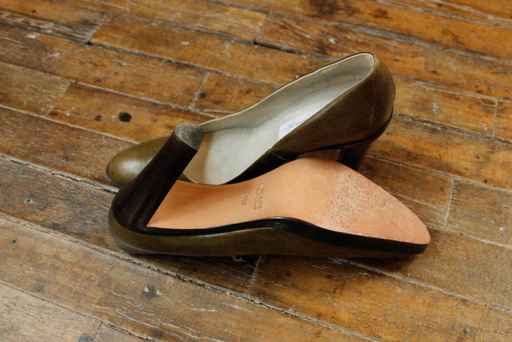 1990s Designer Diana Boussard Leather Heels - 8.5M