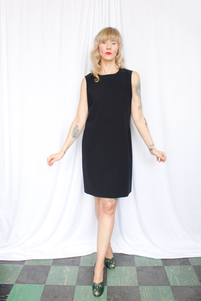 1990s Max Mara Black Sheath Dress - Medium