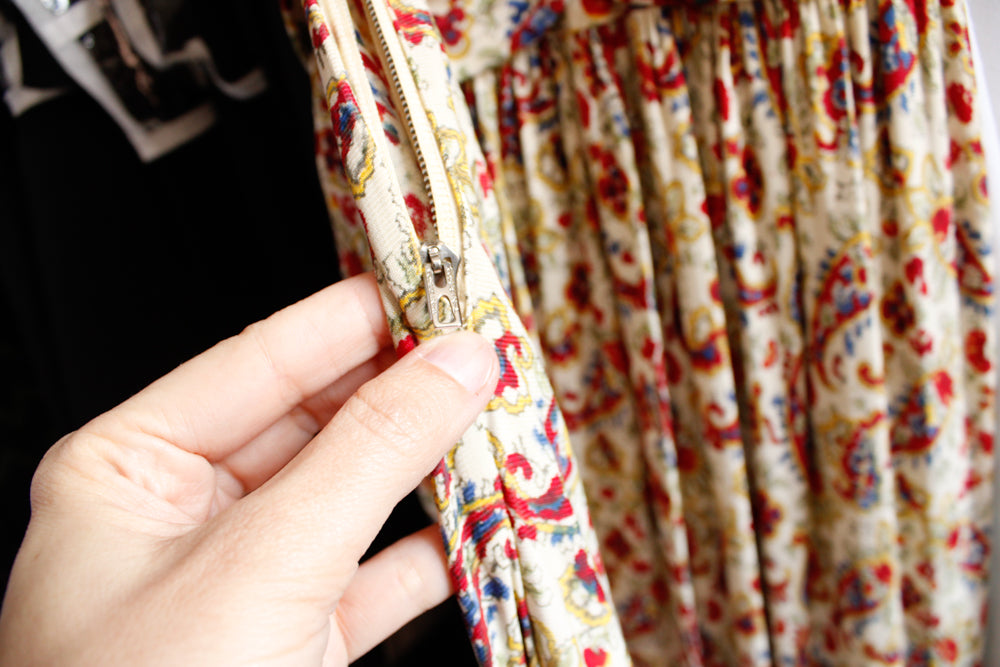 1930s Rayon Jersey Floral Gown - Xsmall