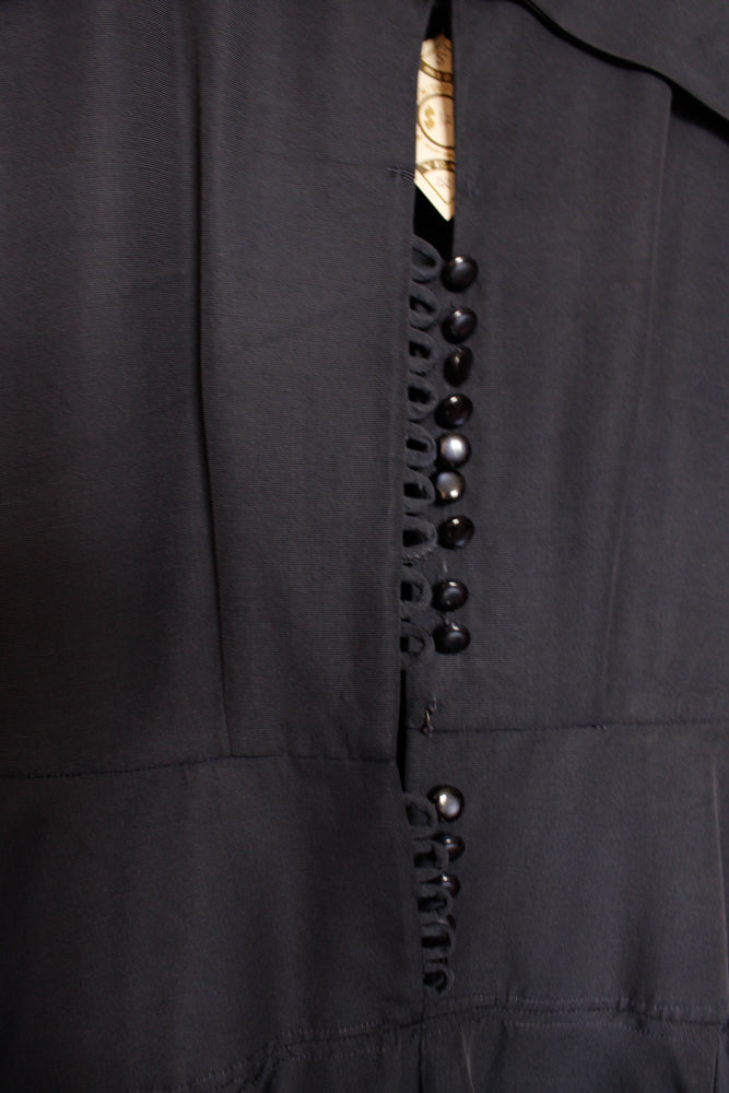 1950s Dior Style Silk Navy Dress - Small