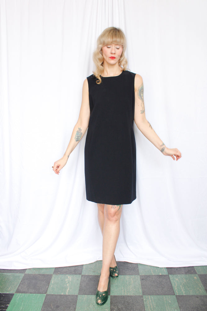 1990s Max Mara Black Sheath Dress - Medium